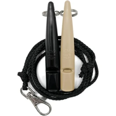 Afbeelding van ACME Hondenfluitje nr. 211,5 met fluitband In dubbelverpakking 2 fluitjes inclusief banden Ideaal voor het terugroepen luid en verreikend (zwart + beige)