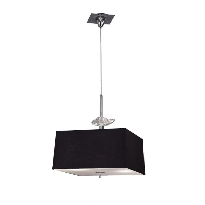 Afbeelding van Inspired Lighting Akira Plafond Hanglamp 4 Licht E27, Gepolijst Chroom, Matglas met Zwarte Kap