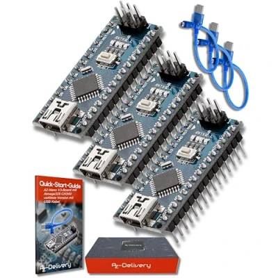 Afbeelding van AZDelivery 3 x AZ Nano V3 Board CH340 Chip Klaar Gesoldeerd, Verbeterde Versie met USB kabel, 100% compatibel Inclusief E Book!