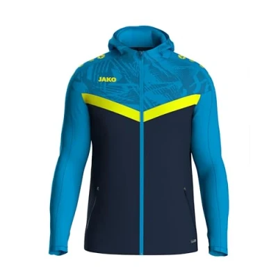 Afbeelding van Jako Iconic Jas Met Kap Heren Marine / Blauw Fluogeel Maat: M