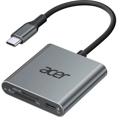 Afbeelding van acer USB C SD kaartlezer 312M/S met 100W PD, UHS II 4.0 van aluminium Micro geheugenkaartlezeradapter voor iPhone 15/16 serie,Galaxy S24,iPad Pro,MacBook Pro,Surface Pro enz.