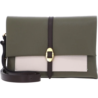 Afbeelding van COCCINELLE Leren Schoudertas Dorian Tricolor Handbag Grained Leather Lau. G / Lamb Fond Olijfgroen