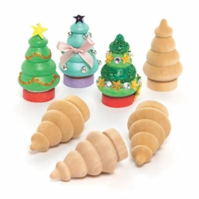 Afbeelding van Baker Ross FC226 mini houten kerst fotoframes Pak van 8, ambachten om te maken en versieren, maak je eigen kerstversieringen