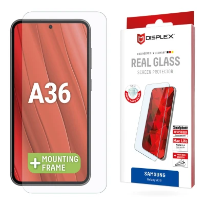 Afbeelding van Displex Real Glass, 2D Panzerglas (1 Stuk, Samsung Galaxy A36), Smartphone beschermfolie, Transparant
