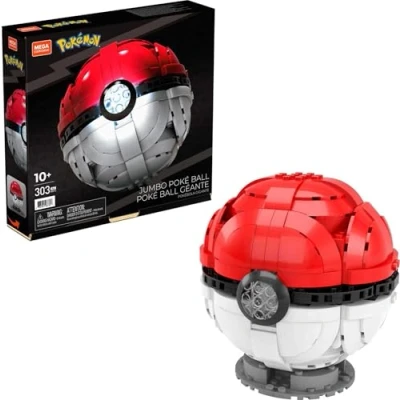 Afbeelding van MEGA Pokémon Speelgoed, Bouwset, ca. 13 cm, bouwen en showen, grote Pokébal, verzamelobject, licht op, HBF53