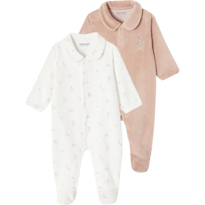 Afbeelding van Vertbaudet Set van 2 fluwelen babyslaappakjes met opening voor