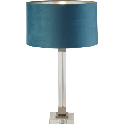 Afbeelding van Searchlight Design tafellamp Scarborough goud met blauwe kap EU67521TE