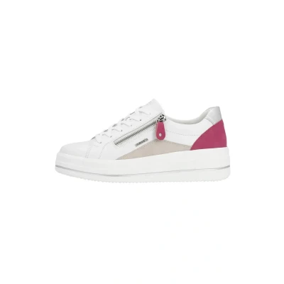 Afbeelding van Remonte Sneakers laag, Heren, Maat: 40, white rose magenta silver Leer en imitatieleer