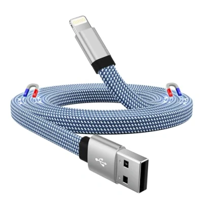 Afbeelding van Magtame Magnetische iPhone kabel, 1 m, MFi gecertificeerde Lightning platte spiraal snellader, nylon, voor 14 13 Pro Max 12 11 XR SE