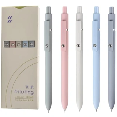 Afbeelding van MengRan Piloting Gel Ink Pennen Set, 0,5 mm Fine Point Tip, Sneldrogende Inkt, Leuke Fancy voor Vrouwen Geschenken (5 stuks Morandi Zwarte Ink)