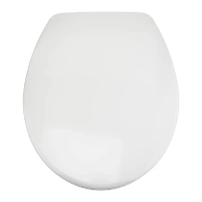 Afbeelding van Amazon Basics Toiletbril, robuuste toiletzitting van ureummateriaal met soft close mechanisme, gemakkelijk afneembaar, U vormig, 37 x 42,5 cm, universele maat, wit