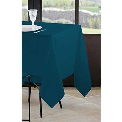 Afbeelding van stof Textiles Tafelkleed Nelson 145 x 200 cm petrol blauw Eettafel tafellakens polyester tafel dekken