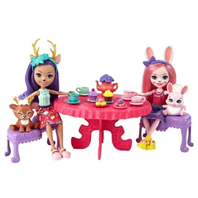 Afbeelding van ​Enchantimals Verrukkelijk Theefeestje speelset, 15+ onderdelen met Danessa Hert en Bree Konijn poppen (15 cm), geweldig cadeau voor kinderen van 3 jaar ouder