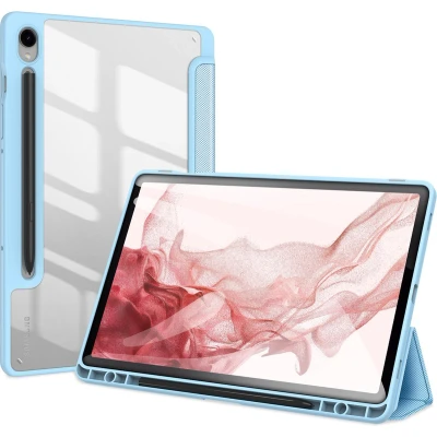 Afbeelding van Dux Ducis Tablet hoes geschikt voor Samsung Galaxy Tab S9/S9 FE (2023) Toby Series Auto Sleep/Wake functie Tri Fold Book Case Licht Blauw