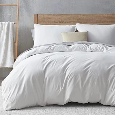 Afbeelding van Soifox Beddengoed 200 x 220 cm, wit, beddengoedset van microvezel, strijkvrij en kreukvrij, dekbedovertrek cm set, met kussensloop 80 set 2, ritssluiting