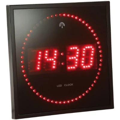 Afbeelding van Lunartec Draadloze led wandklok met seconden looplicht door rode leds, zwart, modern