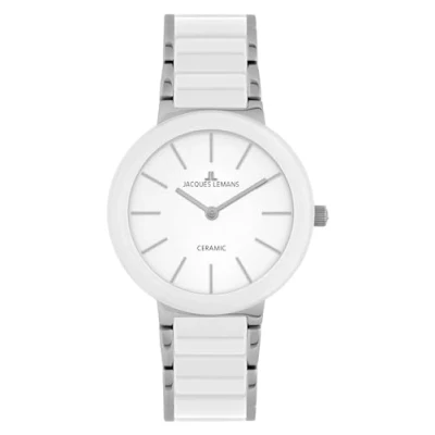 Afbeelding van Jacques Lemans Keramisch horloge Monaco Quartz horloge, armbandhorloge, dameshorloge, gehard Crystex glas