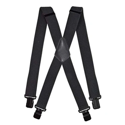 Afbeelding van Olata Heren Bretels met Extra Brede Banden, X vorm Ontwerp en Zwarte Clips 4 cm. Donkergrijs