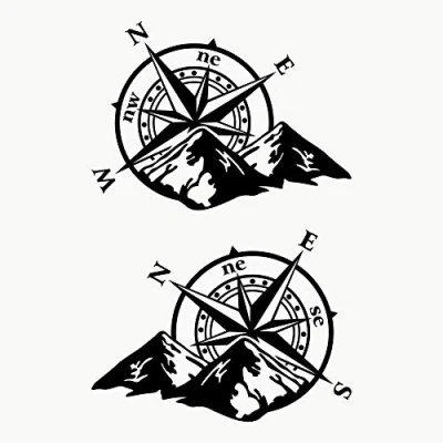 Afbeelding van Autodomy Kompas Windroos Stickers Kompasroos van de Winden voor Caravan, Auto e Motor Sticker 4x4 off Road Buiten (Zwart, 27x20cm)