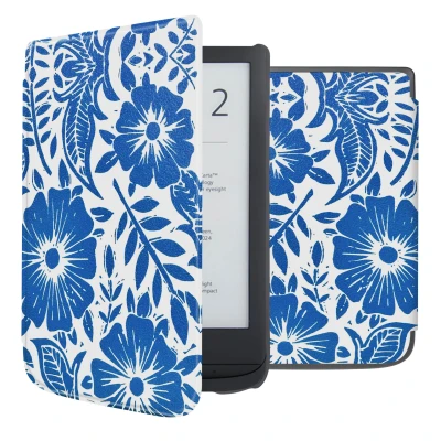 Afbeelding van Pocketbook Basic Lux 4 Hoes: iMoshion Design Sleepcover Bookcase zonder stand Flower Tile Kunstleder E Reader Hoezen