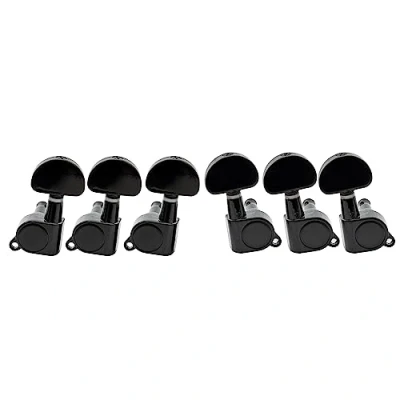 Afbeelding van Musiclily 3L3R Gitaar Tuners Stemmechanieken Tuning Pegs Keys Machine Heads voor Les Paul Elektrische Akoestische Gitaar, Zwart met Halve Maan Knop