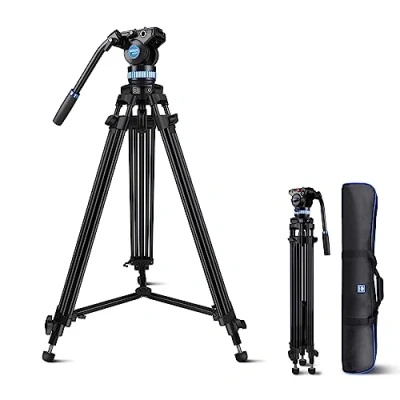 Afbeelding van SIRUI AM 15S Aluminium camerastatief met vloeistofkop, 155 cm professioneel heavy duty camerastatief/videostatief/tripod kit voor camera&#039;s, max. belasting 10 kg