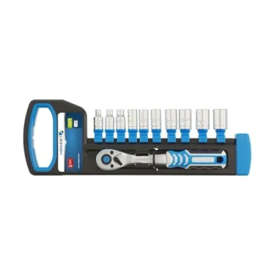 Afbeelding van Högert Technik Steeksleutelset met omschakelratel 1/4 inch ratel bits ratelsleutel dopsleutel set Multinut doppen van chroom vanadium legeringsstaal