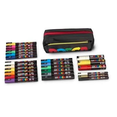 Afbeelding van Faber Castell uni ball 205088 POSCA marker set XXL, 24 pennen en een fanny pack, voor werk, hobby vrije tijd