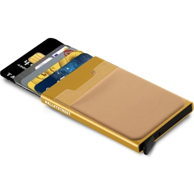 Afbeelding van Walletstreet Uitschuifbare Pasjeshouder DS2 Plus Aluminium Creditcardhouder Card Protector Anti Skim/ RFID 8 Pasjes Geel/Yellow