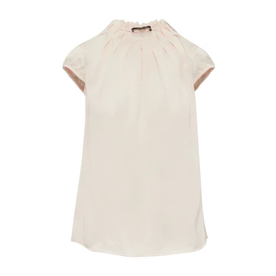 Afbeelding van comma MIT Raffung UND Alloverprint Blouse, Dames, Maat: 34, Perlmuttrosa
