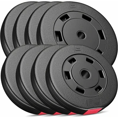 Afbeelding van Hop Sport 60 kg Halterschijven Set, Kunststof, 30 mm boring, Gewichtsschijven voor effectieve training in je Homegym, Gewichten 4x10 kg, 4x5