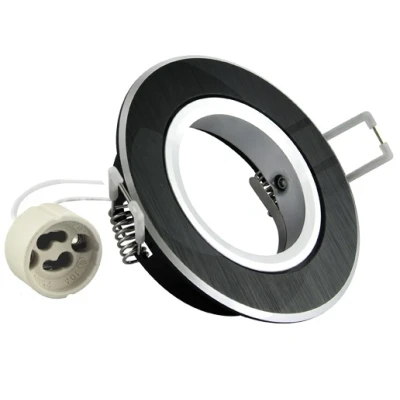 Afbeelding van Inbouw spot GU10 aluminium rond armatuur geborsteld zwart/zilver 85mm
