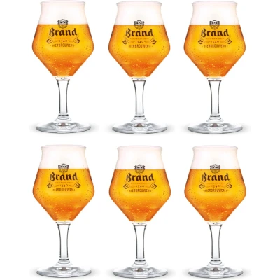 Afbeelding van Brand Bierglazen Diamant Op Voet 250 ml 6 Stuks