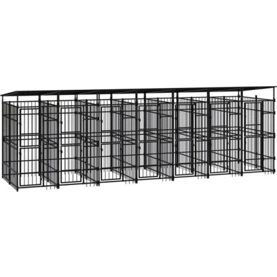 Afbeelding van vidaXL Hondenkennel met dak 12,9 m² staal