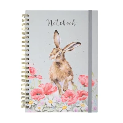 Afbeelding van Notebook A4 &#039;Field of Flowers&#039; Hare Wrendale Designs Notitieboek Haas met Bloemen