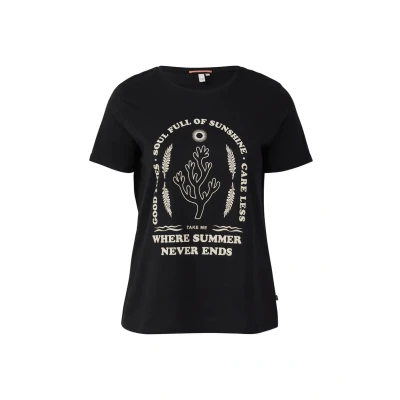 Afbeelding van QS Tshirt print, Dames, Maat: 44, Schwarz