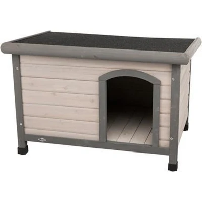 Afbeelding van Maat L: B 116 x T 79 H 82 cm, grijs Trixie Natura Plat Dak Hondenhok Classic