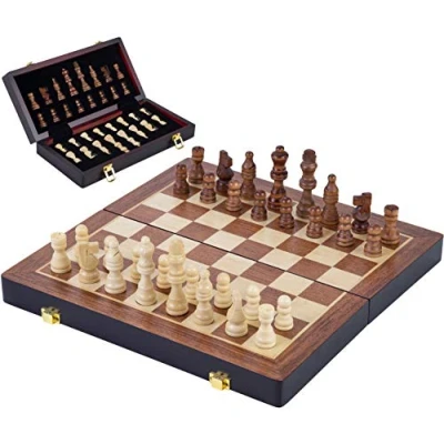 Afbeelding van Schaakspel Essenhout Bruin Opklapbaar 45,5 x cm