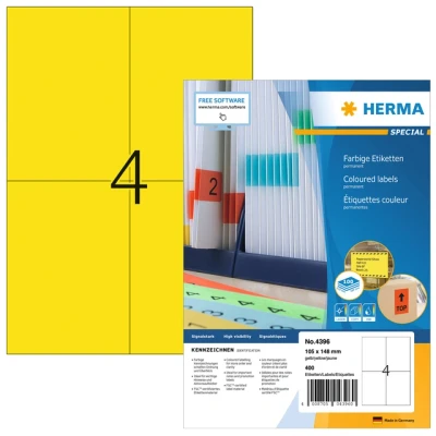 Afbeelding van Etiket HERMA 4396 105x148mm A6 geel 400stuks