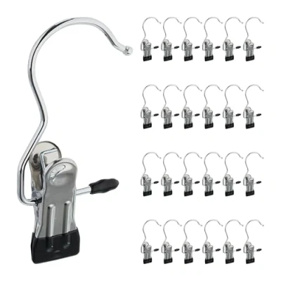 Afbeelding van Relaxdays Laarzenknijpers set van 25 Laarzenklemmen draaibare haak Hangers voor laarzen zilver