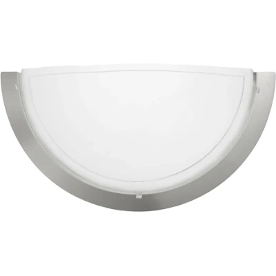 Afbeelding van Eglo Wandlamp Planet 1, 1 lichts, modern, wandverlichting voor binnen van metaal en glas, woonkamerlamp in mat nikkel, wit, hallamp halfrond met E27 f