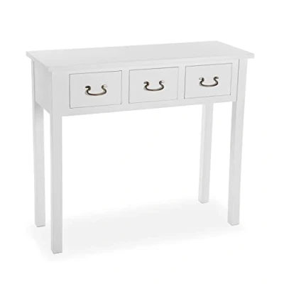 Afbeelding van Versa Niza Smalle hal of vestibule Entree meubilair, Console Tafel, met 3 laden, Afmetingen (H x B H) 80 35 90 cm, Hout, Kleur Wit