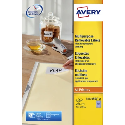 Afbeelding van Etiket Avery L4743REV 25 99.1x42.3mm afneembaar wit 300stuks