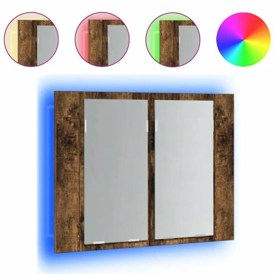 Afbeelding van vidaXL Spiegelkast LED 60x12x45 cm bewerkt hout gerookt eikenkleurig