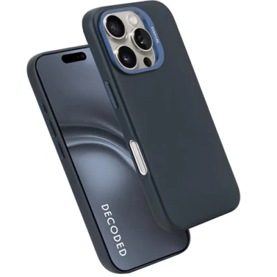Afbeelding van DECODED Leren Hoesje voor iPhone 16 Pro Max Gemaakt van Premium ECCO Leer Geschikt MagSafe Navy Blauw