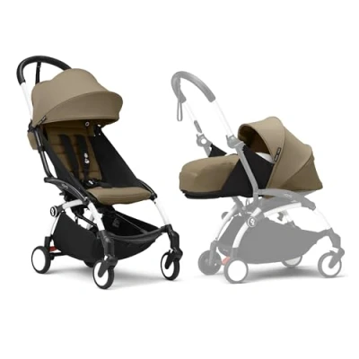 Afbeelding van Stokke YOYO3 kinderwagen met newbornpakket Inclusief wit frame, YOYO 6+ kleurenpakket (Toffee) en 0+