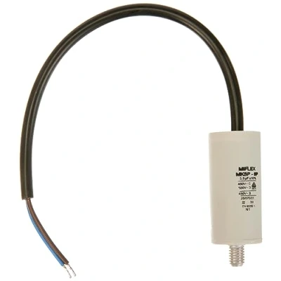 Afbeelding van Aanloopcondensator motorcondensator 3,5 µF 450 V 25 x 53 mm leiding M8; Miflex 3,5uF