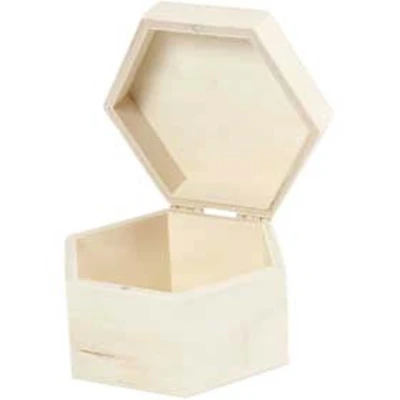 Afbeelding van Kistje Creotime zeshoek 12x7cm triplex
