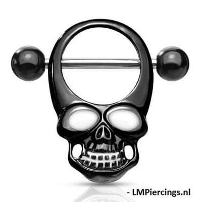 Afbeelding van Tepelpiercing skull zwart