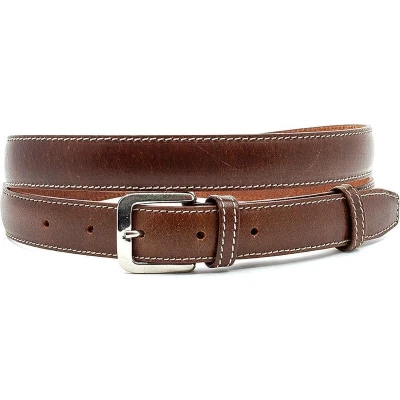 Afbeelding van JV Belts Mooie klassieke Midden bruine dames riem doorgestikt 2.5 cm breed bruin Echt Leer Taille: 95cm Totale lengte riem: 110cm